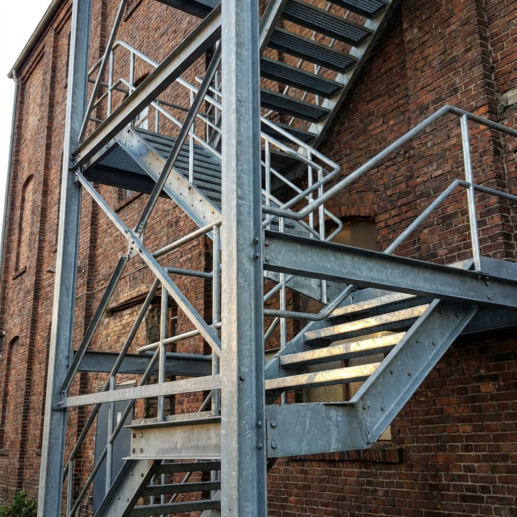 Güneş ışığını yansıtan galvanizli çelik yangın merdiveni